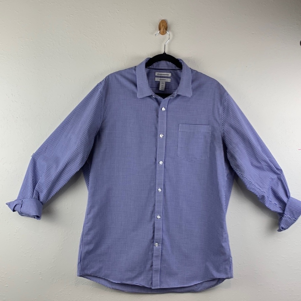 Blue Plaid Button-Up Shirt SZ MEDIUM